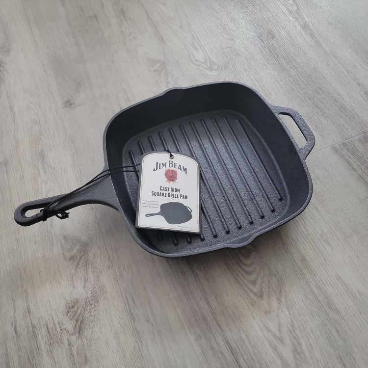Jim Beam Cast Iron Square Grill Pan Heavy Duty Skillet for Sale in