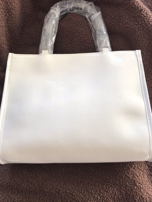 Neiman Marcus white patent bag New