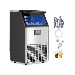 Commercial Ice Maker Machine, 100lbs/24H Ice Maker Machine with 33lbs Storage Capacity, 45 Ice Cubes in 15 Minutes, LED Digital Display Freestanding S