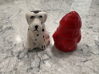 Dalmatian and Fire Hydrant Salt and Pepper Shakers