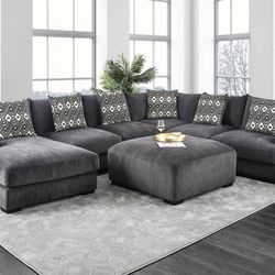 Grey Chenille Sectional Brand New In Box 
