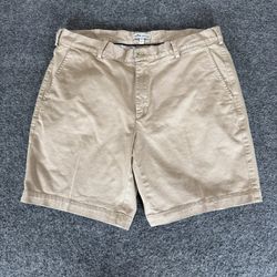 Peter Millar Pilot Twill Short Mens 34 Beige Chino Pima Cotton Flat Front Casual