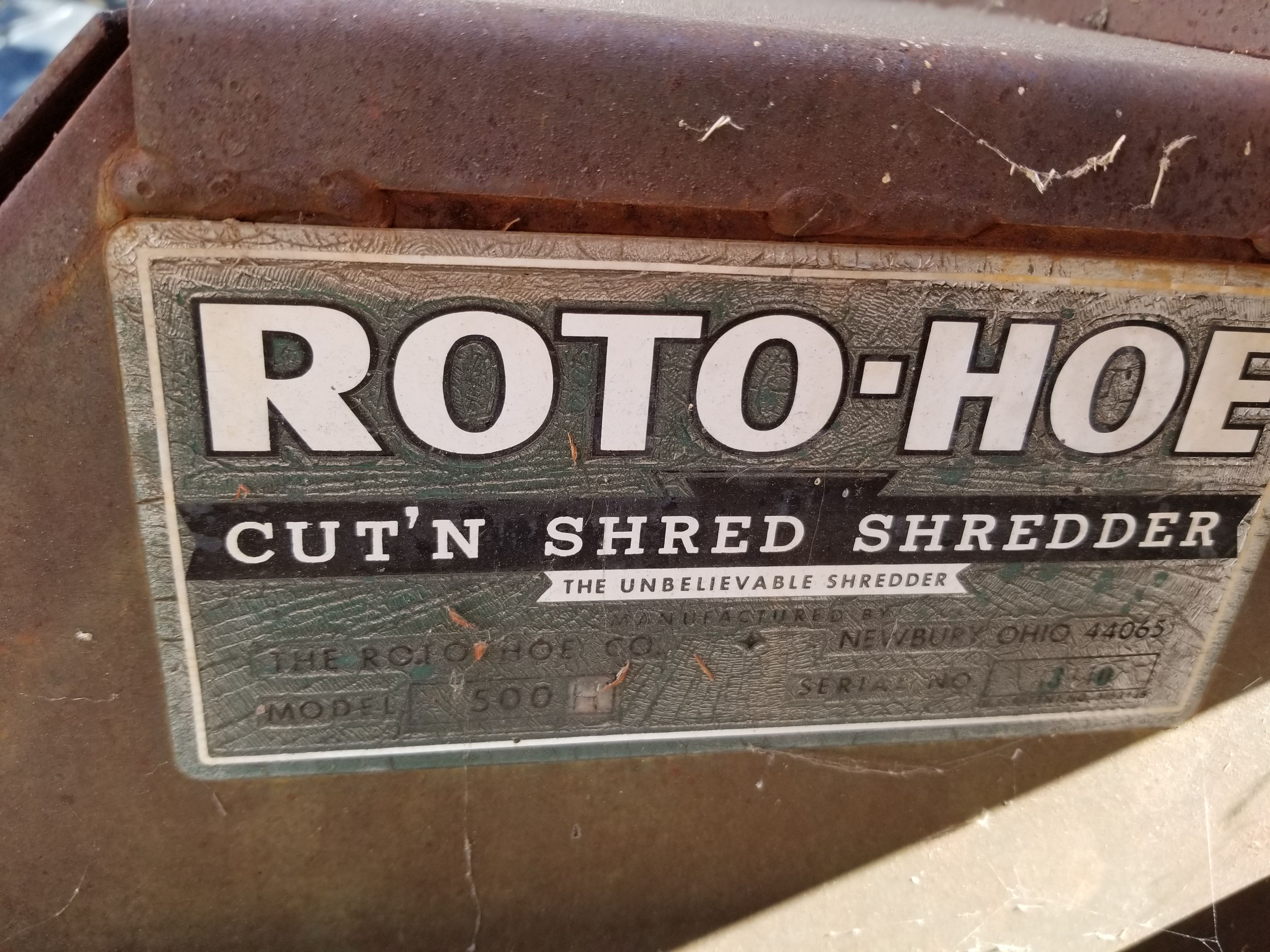 Roto hoe wood chipper and shredder w/ newer motor