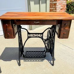 Singer Treadle Base Desk With Drawers
