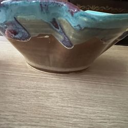 Brown With Turquoise Ceramic Vase 