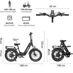 ESKUTE E Bike for Adults 750W Peak 20"x4.0" Fat Tire Folding Electric Bike - 48V 20AH Battery 22Mph 80 Miles Range 7 Speed Hydraulic Electric Mountain