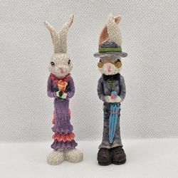 2 Tall skinny mini Easter Mr & Mrs Bunny Figures Set Rabbit 4" Decor Vintage


Lot of 2 resin bunny figurines


Excellent Pre-owned condition

Approxi