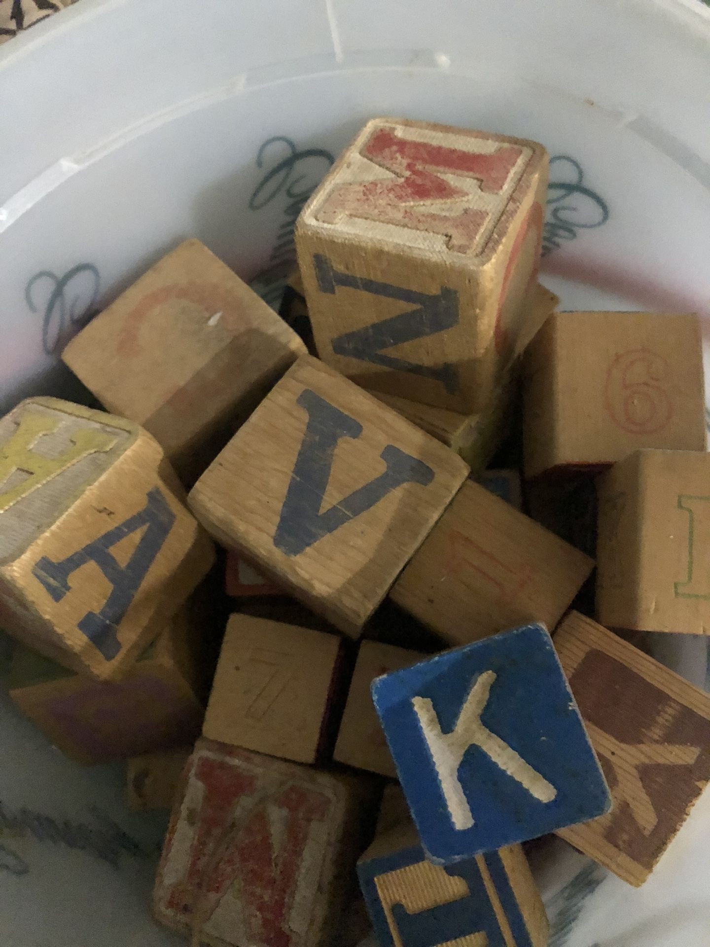 Bucket Of Vintage Blocks