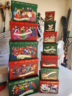 12 Days of Christmas Nesting Gift Boxes Set Barrington Studios Judy Hand Vintage