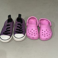 Pink Crocs & Converse Size 4c