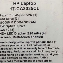 HP Laptop new 17” Touchscreen sealed box 17-ca3035cl 17.3" Laptop AMD Ryzen 5 4500U 12GB 1TB DVD RW Win 10 For Sale Or Trade For iPhone 14 Pro Max 