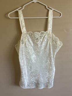 Women’s Cream Lace Trim Satin Camisole Top Size Medium