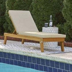 New Outdoor Patio Furniture Pool Lounge Chair Eucalyptus Wood