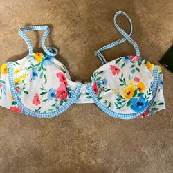 New Wild Fable Bikini Underwire Top White Floral Small