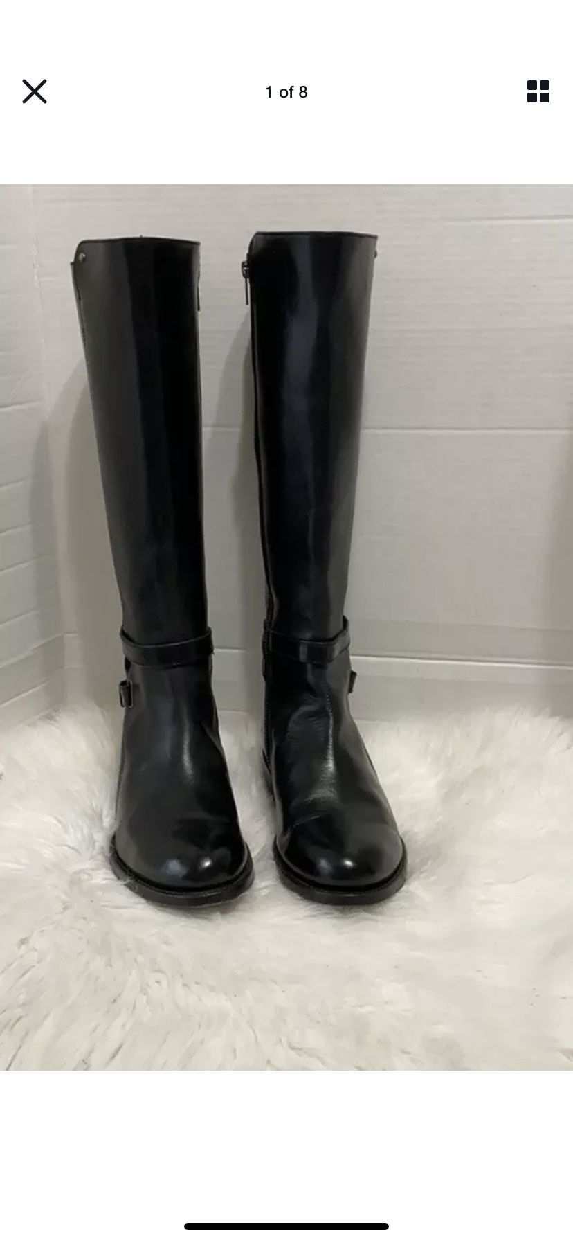 Frye 'Jordan Buckle Strap Knee High Boot' 3476089 Black Leather Size 8.5B