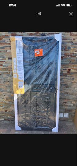 36 in. x 80 in. El Dorado Black Surface Mount Outswing Steel Security Door with Heavy-Duty Expanded Metal Screen