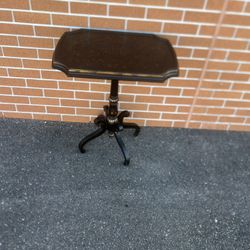 BOMBAY Paint Decorated Pedestal Base Table Side Table End Table With Defect READ. There is a 5.5in damaged area. One edge had a dig and the base area 