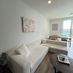 Custom White Boucle Sectional Couch