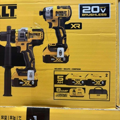 Dewalt New Kit Hammer Drill And Impact -3 Speeds Batteries And Rapid Charger