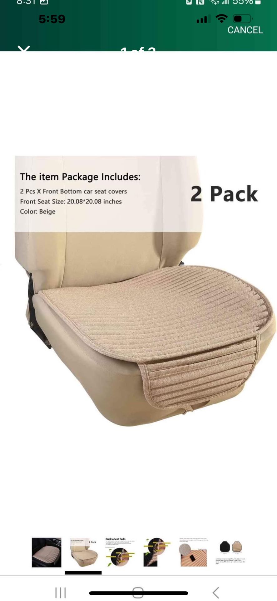 New 2 Pack Bottom Car Seat Pads 20.08”*20.08” Cushions protector ventilated.-2 piece.