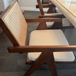Set Of 6 Cane Dining Chairs 