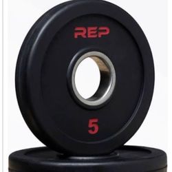 Bumper rubber plates olympic size 5 lb, 2 new plates 