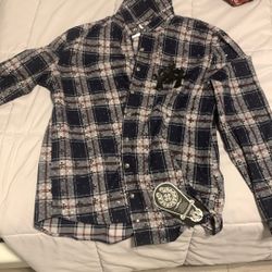 Chrome Heart Flannel Blue,green,black Medium And Large 