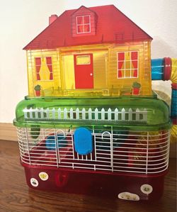 Multi-Level Hamster Cage with House Design