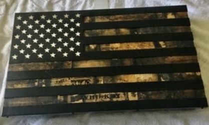 Tactical Trap Gun Safe- 1791 Whiskey Barrel American Flag with Lift-Up Storage