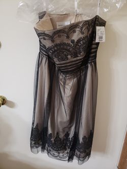 Champagne and black cocktail dress