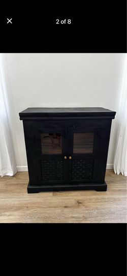 Solid Wood Cabinet with Glass Doors