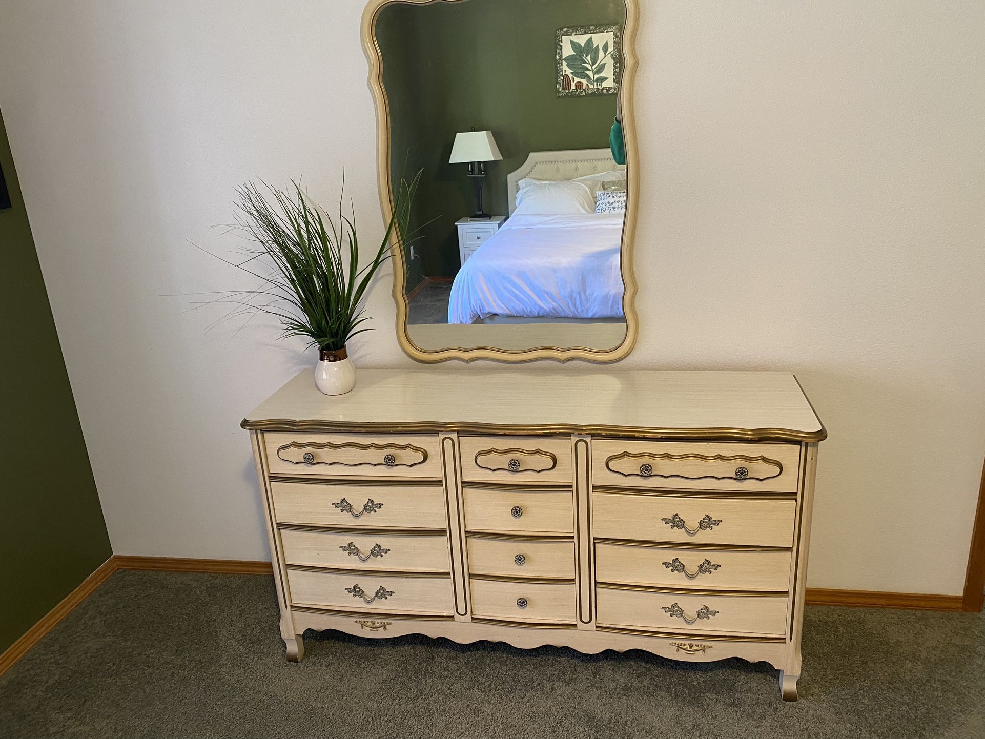 Dresser , Nigh table, Mirror, And Cloth Storage Cabinet 