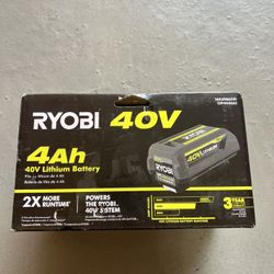 RYOBI 40V Lithium-Ion 4.0Ah Battery – New