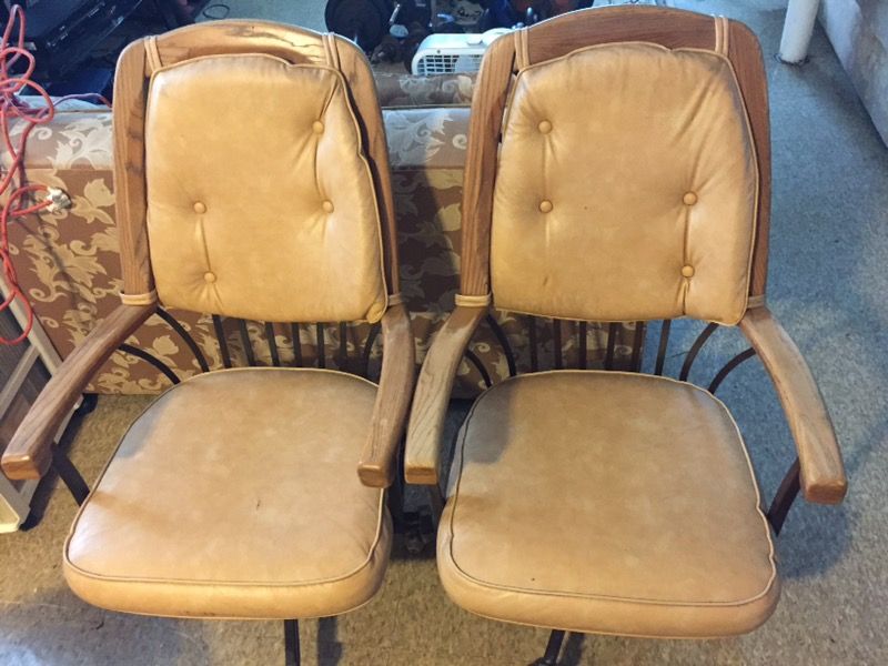 Rolling Chairs Leather Upholstered-set of 2 (Read Description)