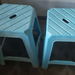 Blue Plastic Square Stool Seat