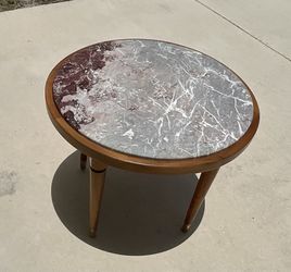 Restored Vintage Marble-topped MCM End Table