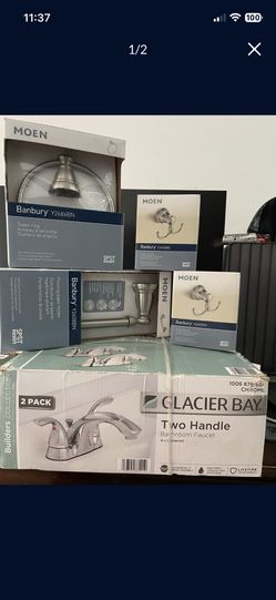 Faucet x2 ,Towel Ring, Paper Holder And Double Robe Hook x2