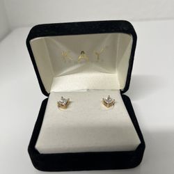 1 ct Princess Cut 14k Gold Earrings 