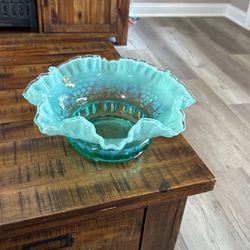 Fenton Green Fluted Bowl With Grapes