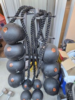 TAG Slam Ball Set with Rack and Battle Ropes, Bench