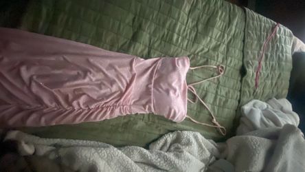 Pink prom dress and accessories
