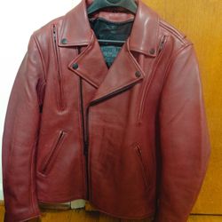 Oxbled red leather motorcycle jacket