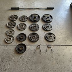 Weights and curl bar for sale