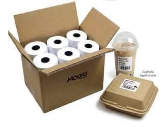 Moqra BPA Free Sticky Thermal Receipt Paper Rolls (80mm) 3 1/8" x 170'- Liner-Free Removable Label Compatible with TM-L90ii Other linerless Label Prin