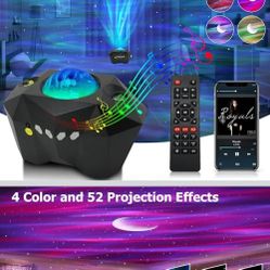 Aurora Star Projector Night Light, 3-in-1 Galaxy Light Projector with Remote Control/Bluetooth Speaker/Sound Activate/Timer, Ocean Wave Star Light for