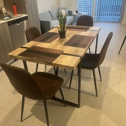 Dinning Table 66” Length X 38” Width X 30” Height With 4 Chairs