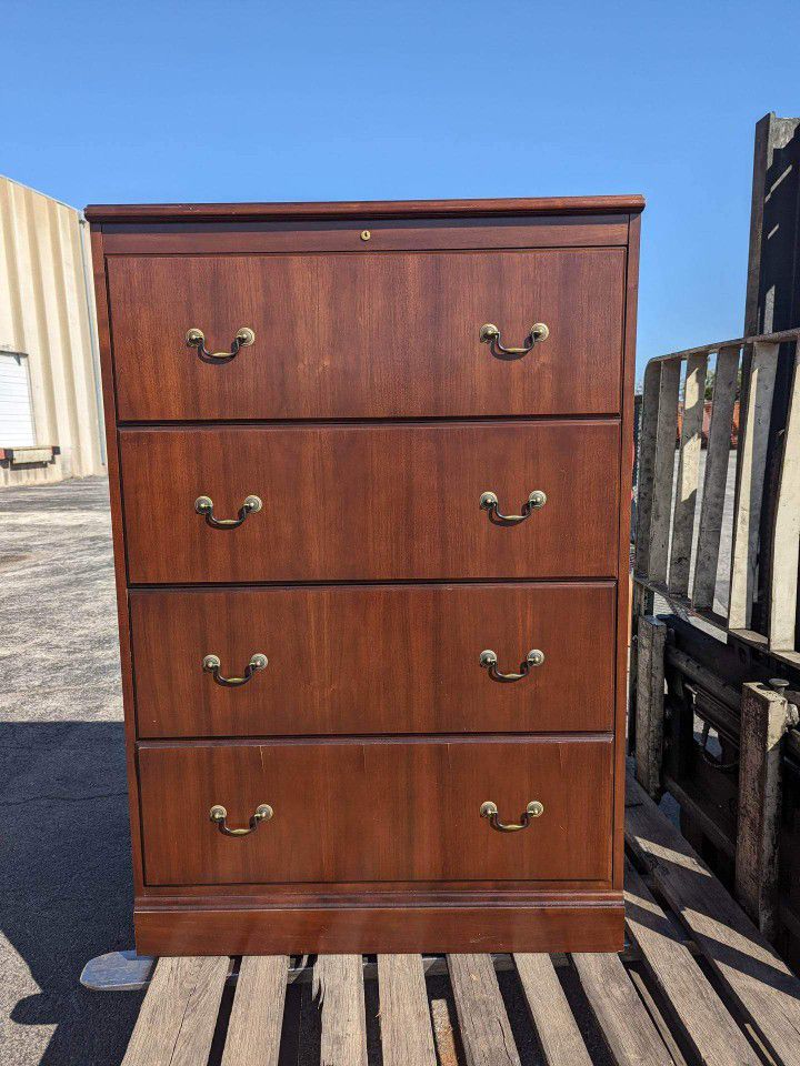 Solid Wood 4 Drawer Lateral File Cabinet 