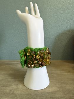 Wristband,crochet,crystal,beads,