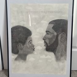 Hand Drawn Drake Poster With Frame (22x28)