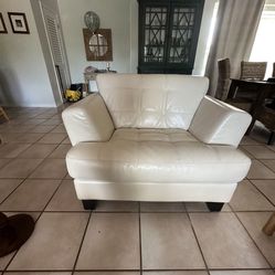 White Leather Sofa Chair 